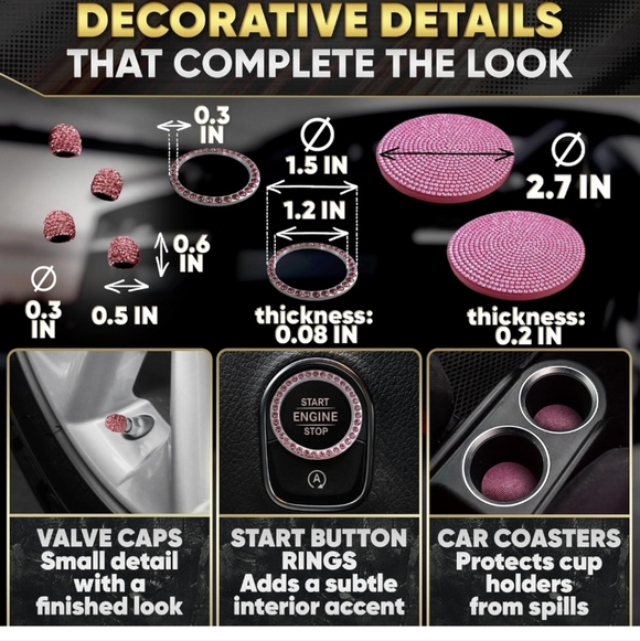 Pink Car Accessories Set - Picture 6 of 9